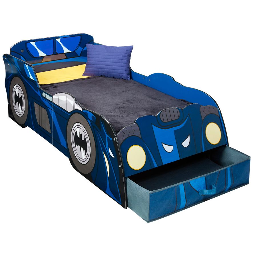 Batman: Batmobil-Bett für Kinder und Kleinkinder mit Beleuchtung inklusive Schublade zur Aufbewahrung - MyBabyWonder