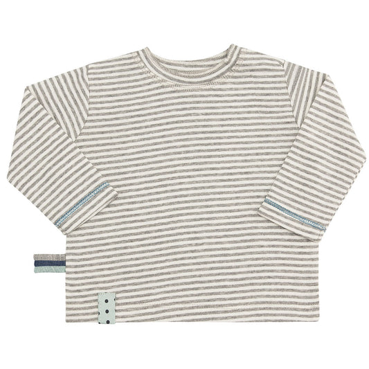 OrganicEra - Bio-Langarm-T-Shirt für Babys - Grau gestreift - MyBabyWonder