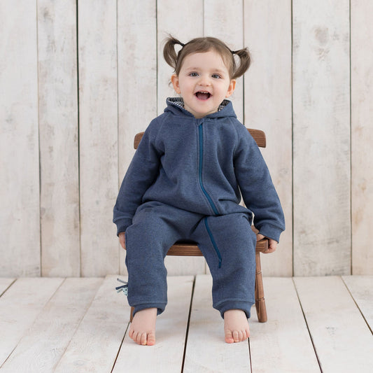 OrganicEra Organic Baby Jumpsuit mit Zipper - Blau - MyBabyWonder
