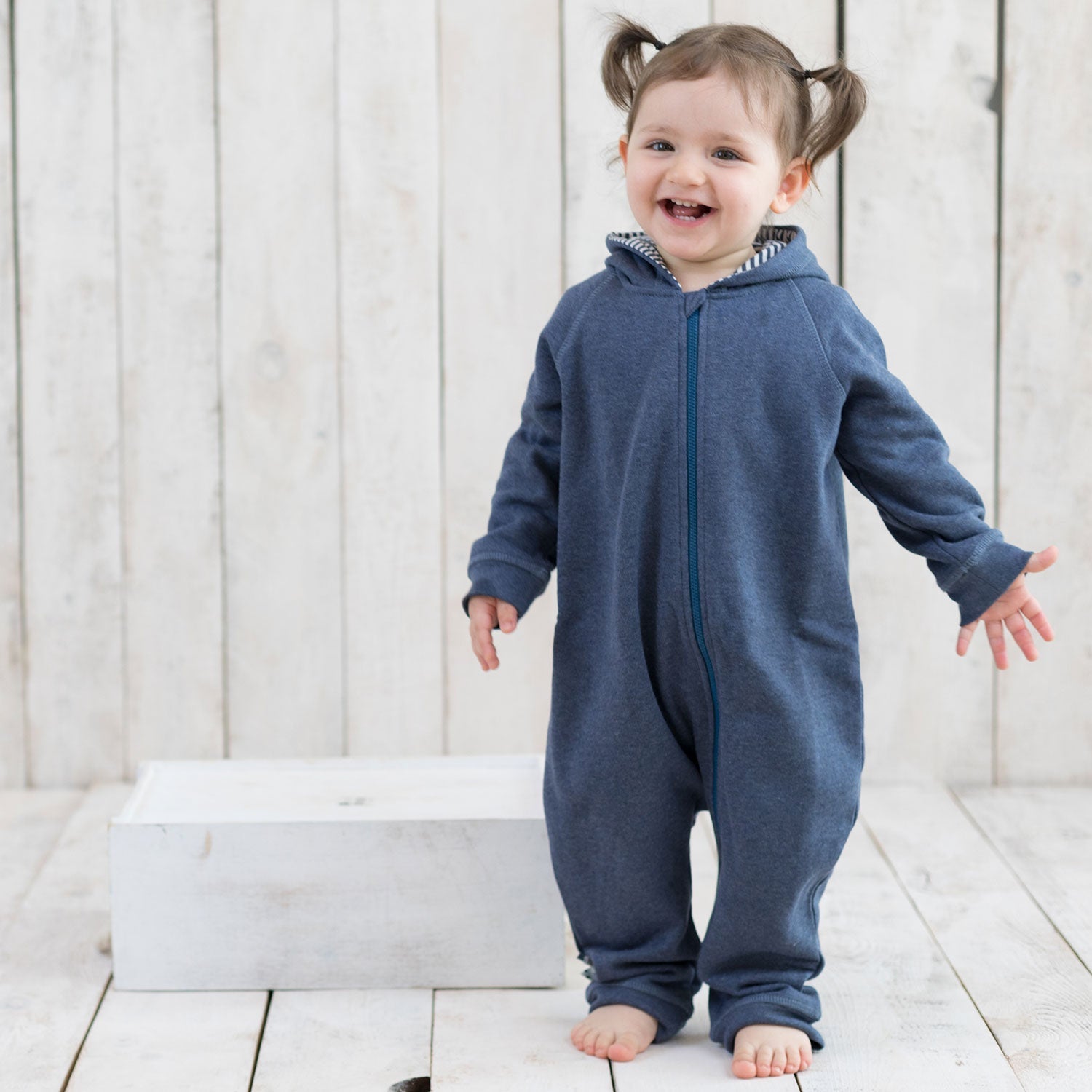 OrganicEra Organic Baby Jumpsuit mit Zipper - Blau - MyBabyWonder