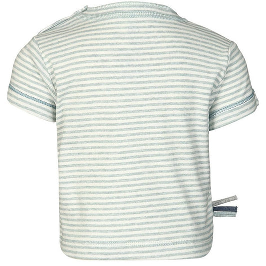 OrganicEra Organic S/S T-shirt, Striped Aqua Melange - MyBabyWonder