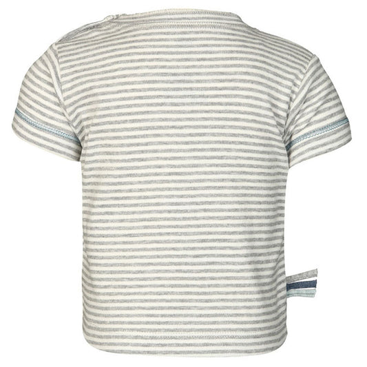 OrganicEra Organic S/S T-shirt, Striped Grey Melange - MyBabyWonder