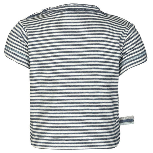 OrganicEra Organic S/S T-shirt, Striped Indigo Melange - MyBabyWonder