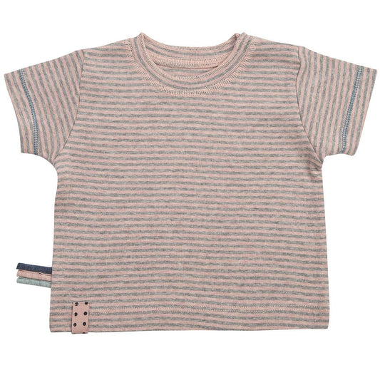 OrganicEra Organic S/S T-shirt, Striped Rose Melange - MyBabyWonder