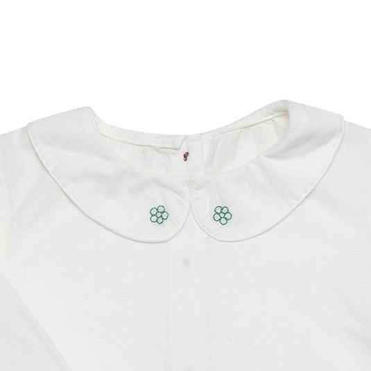OrganicEra Organic Vual Baby Girl Peter Pan Collar Shirt Embroidery - MyBabyWonder