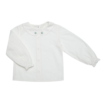 OrganicEra Organic Vual Baby Girl Peter Pan Collar Shirt Embroidery - MyBabyWonder