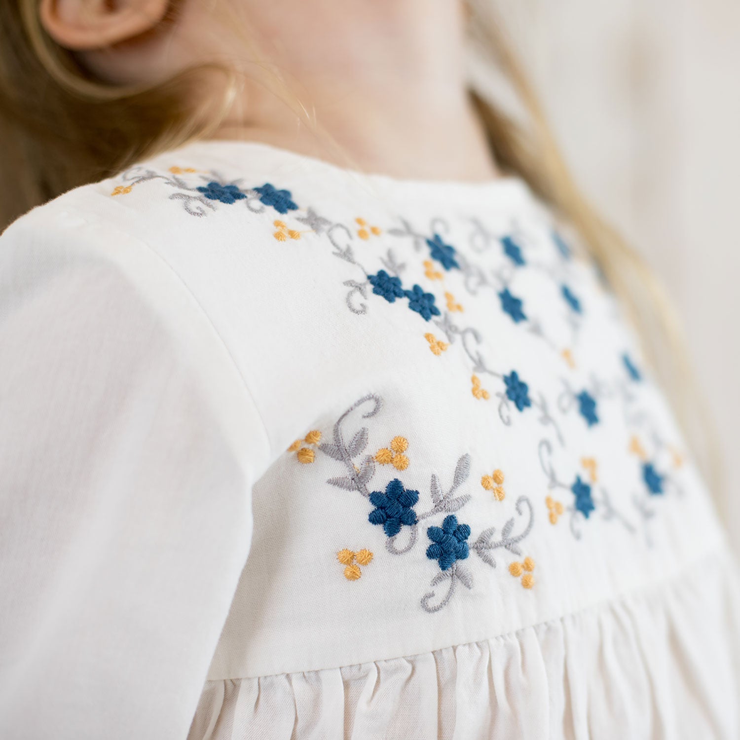 OrganicEra Organic Vual Baby Girl Tunic with Embroidery, White - MyBabyWonder